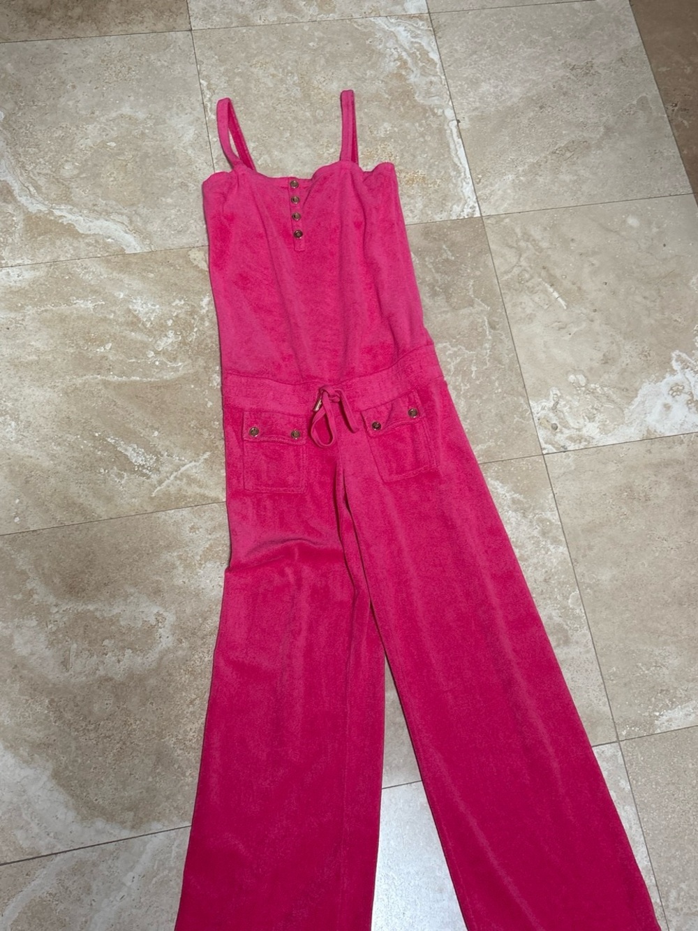 Juicy Couture Hot Pink Wide-Leg Terry Romper